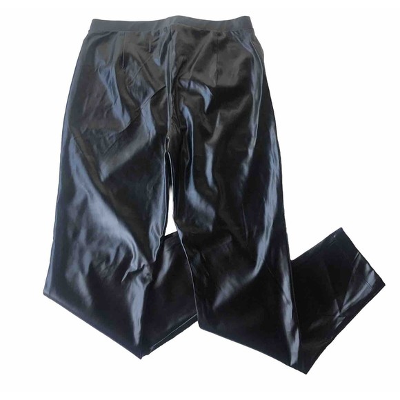 H Halston Womens Black Faux Leather Legging Pull on Ankle Zippers Size Small - Picture 2 of 12